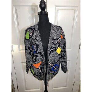Cherry Stix Ltd. Vintage Cardigan Women’s Large 80s 90s Geometric Colorful